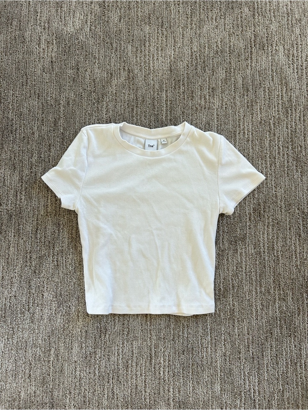 Aritzia TNA White Ribbed Tee